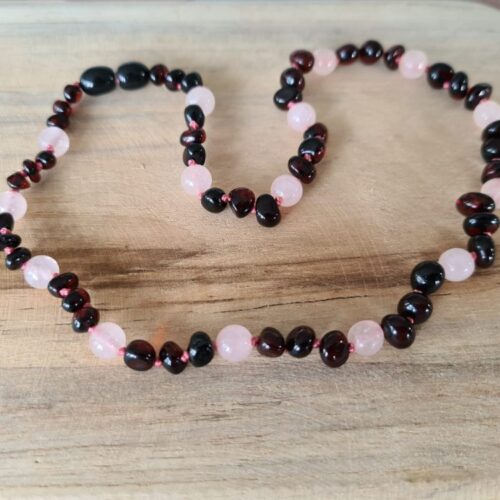 Barnsteen baby ketting cherry rozekwarts - Lovelle Naturelle
